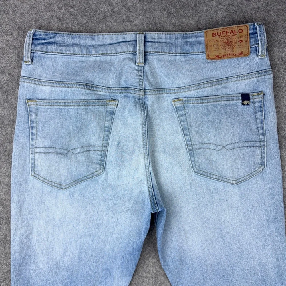 Buffalo David Bitton Jeans Mens 36x34 Light Blue Slim Boot King Stretch Denim